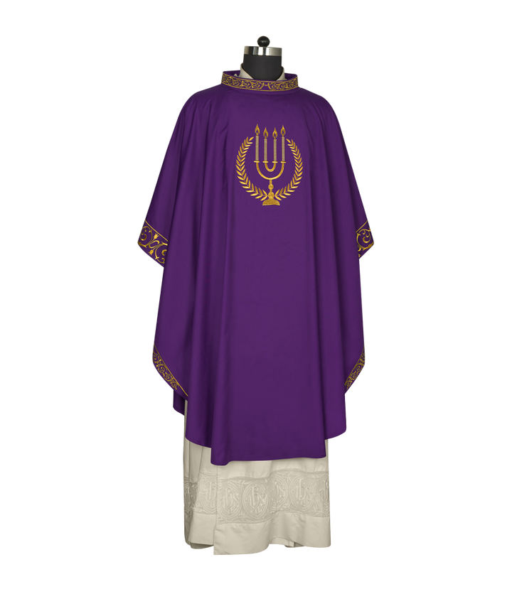 Advent chasuble with candle embroidery