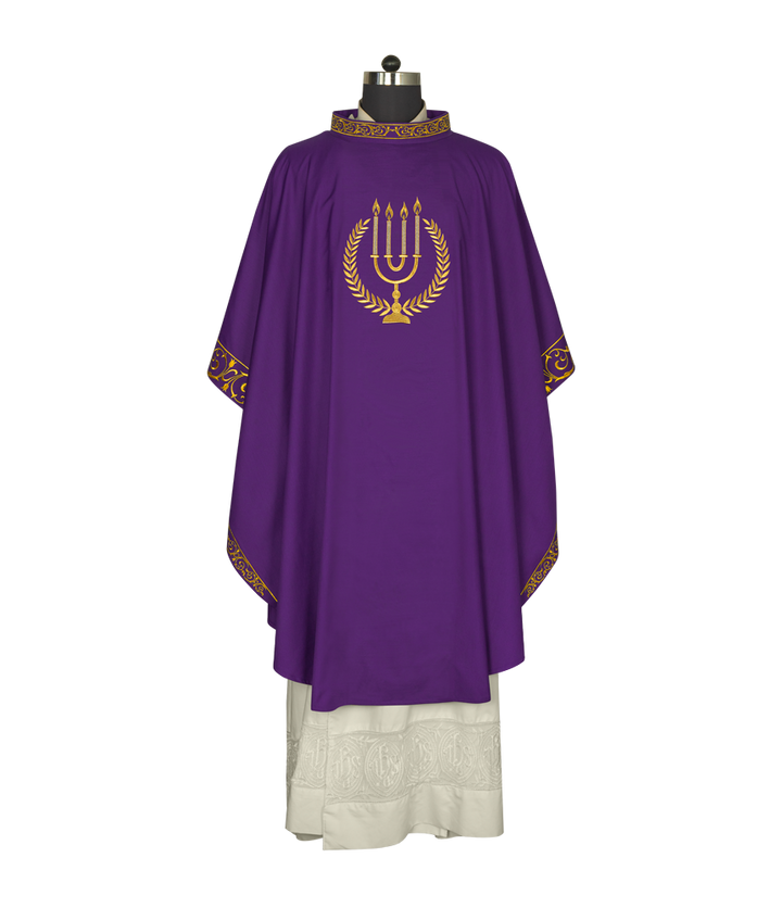 Advent chasuble with candle embroidery
