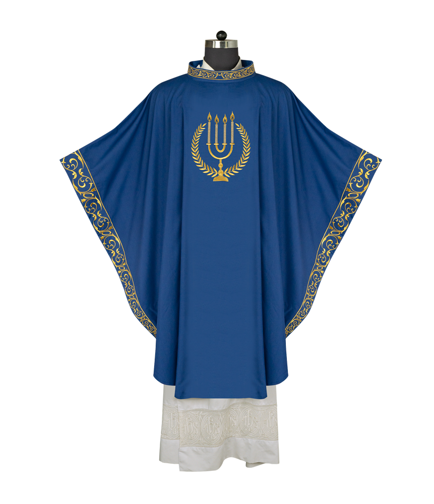 Advent chasuble with candle embroidery