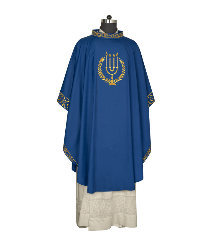 Advent chasuble with candle embroidery