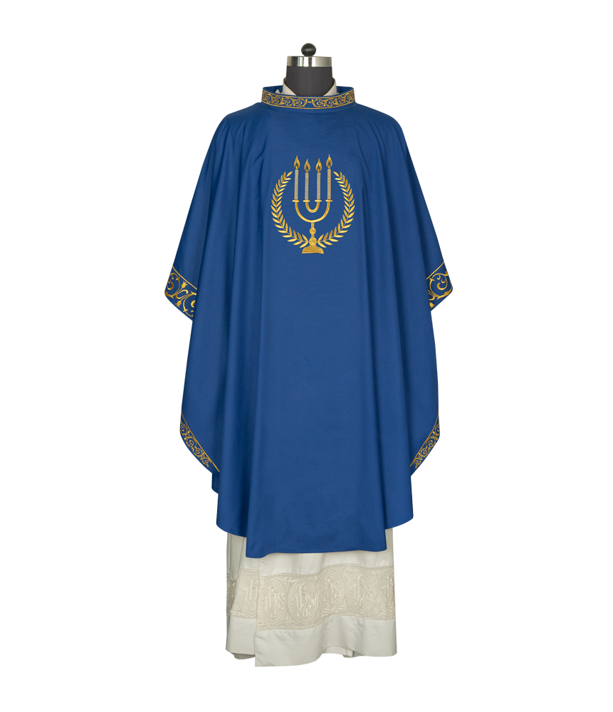 Advent chasuble with candle embroidery