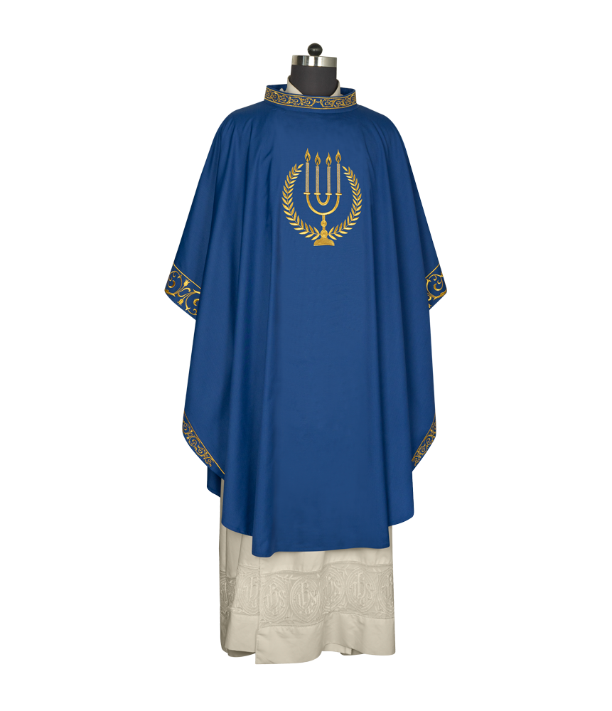 Advent chasuble with candle embroidery