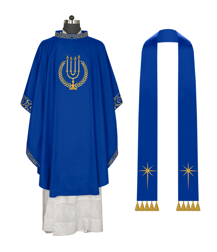 Advent chasuble with candle embroidery