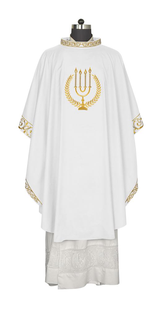 Advent chasuble with candle embroidery