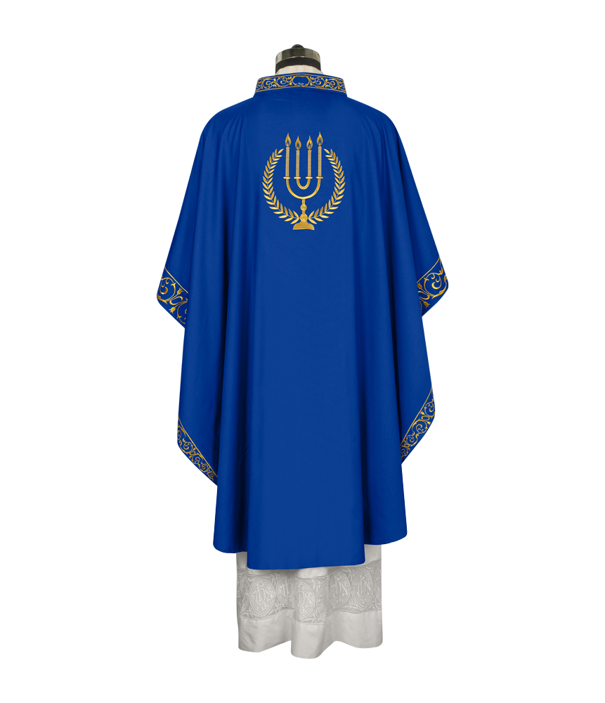 Advent chasuble with candle embroidery