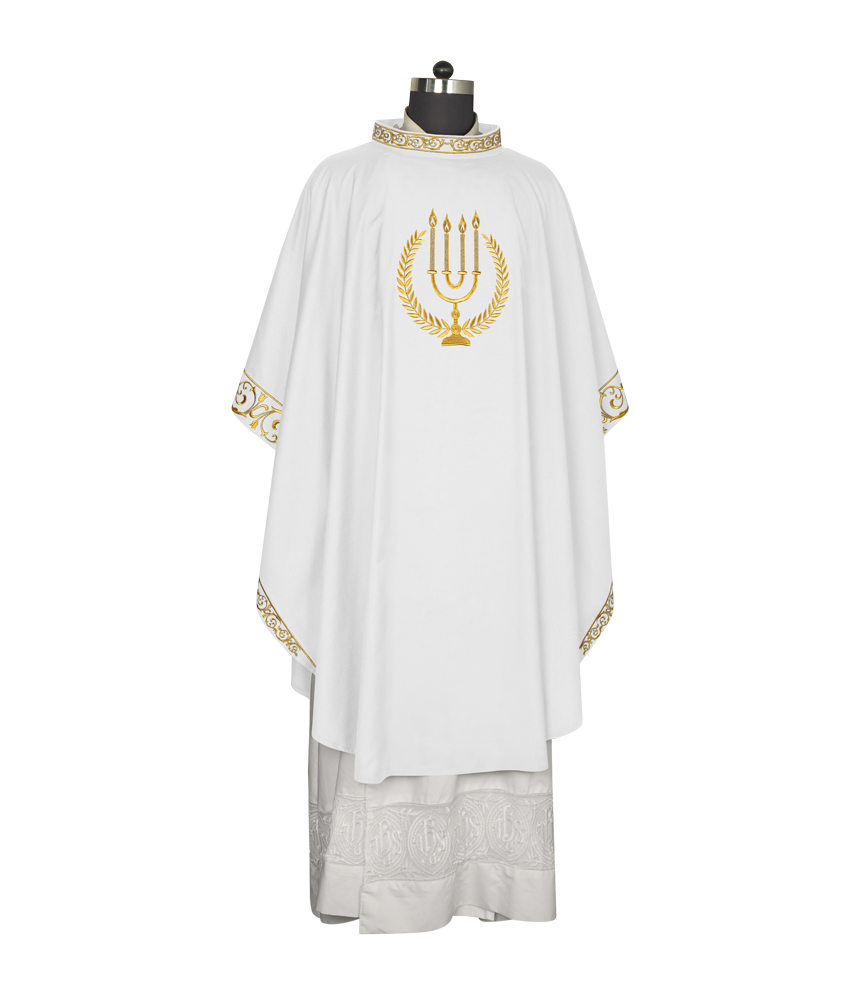 Advent chasuble with candle embroidery