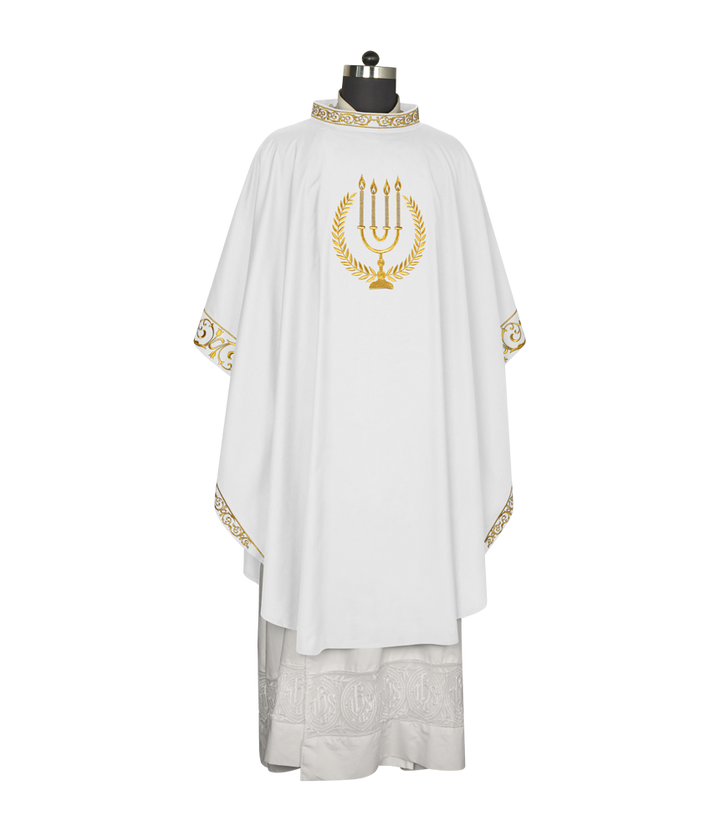 Advent chasuble with candle embroidery
