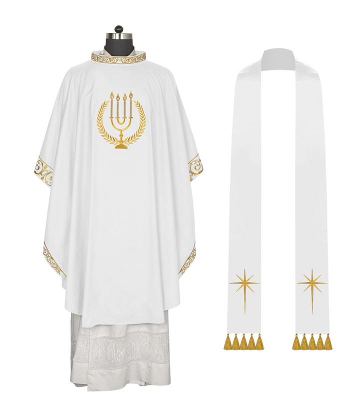 Advent chasuble with candle embroidery
