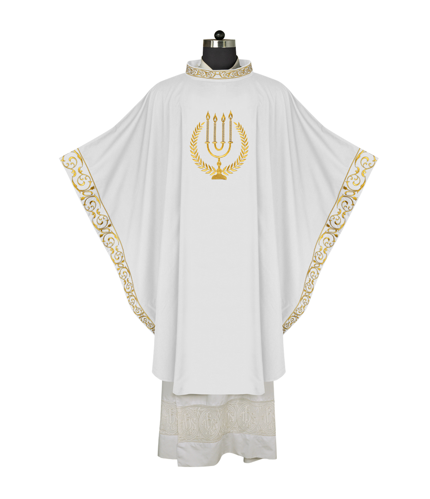 Advent chasuble with candle embroidery
