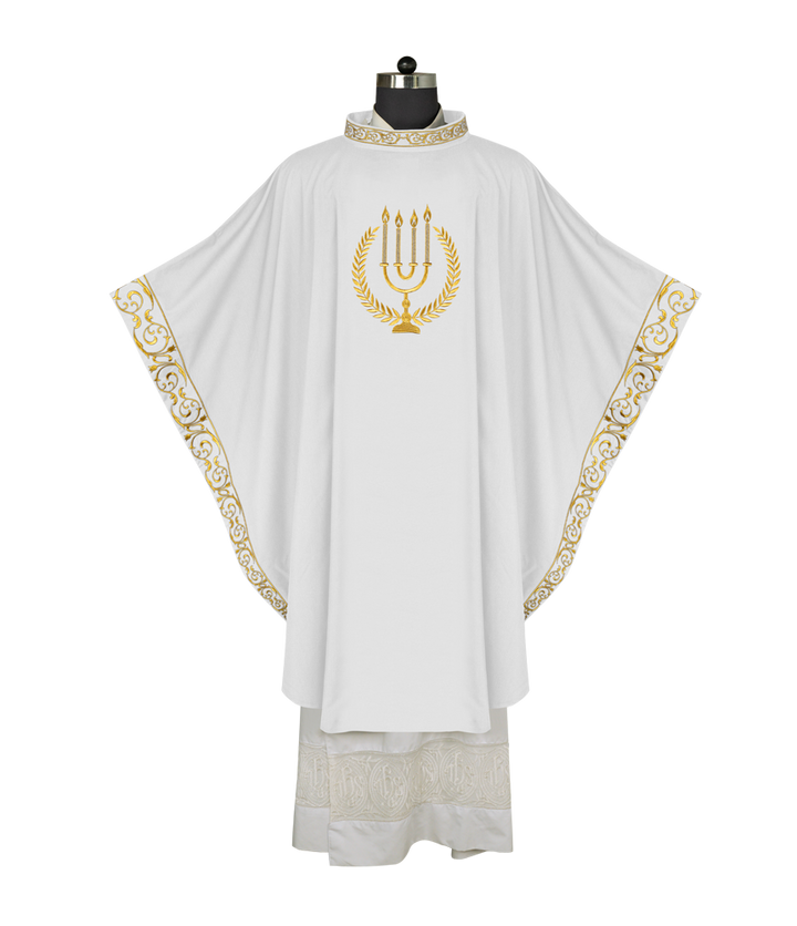 Advent chasuble with candle embroidery