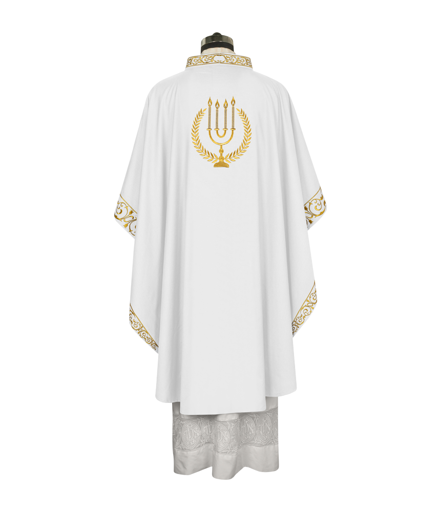 Advent chasuble with candle embroidery
