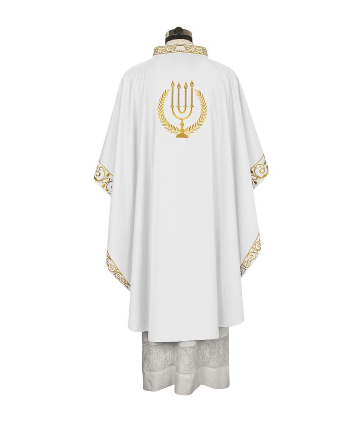 Advent chasuble with candle embroidery