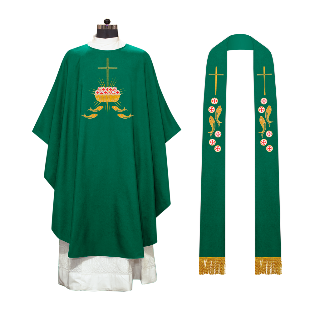 Gothic Chasuble with Bread and Fish Motif – PSG VESTMENTS