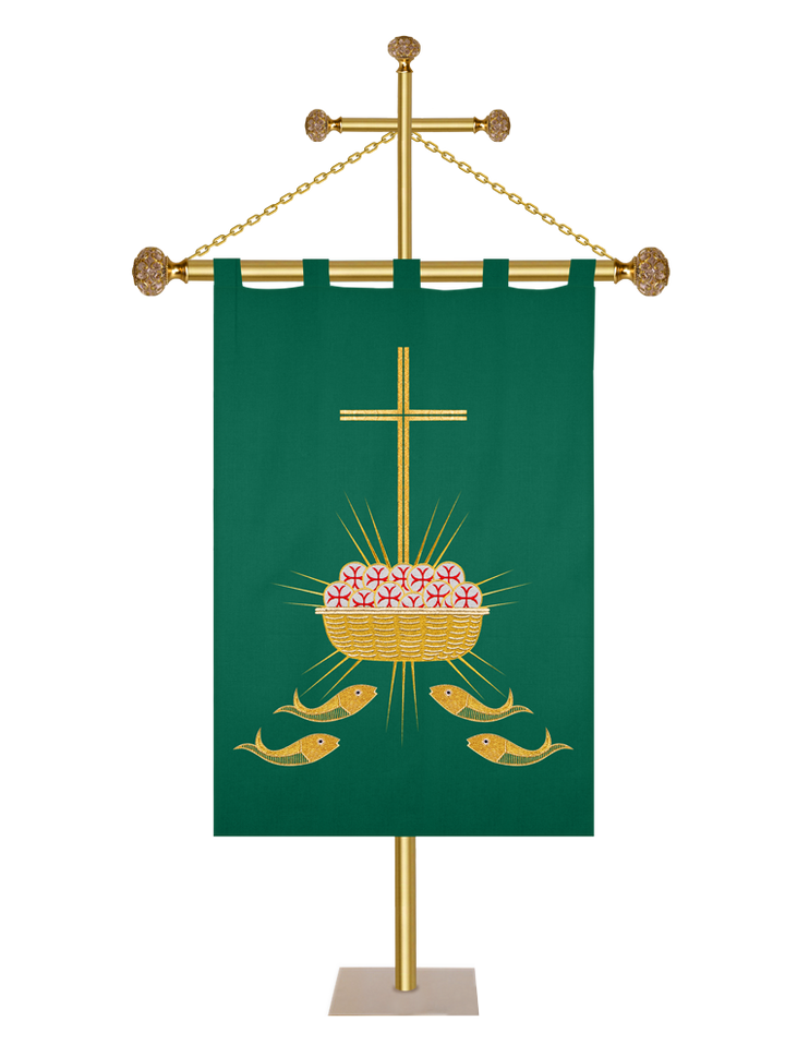 Church Banner Adorned with Bread and Fish Motif