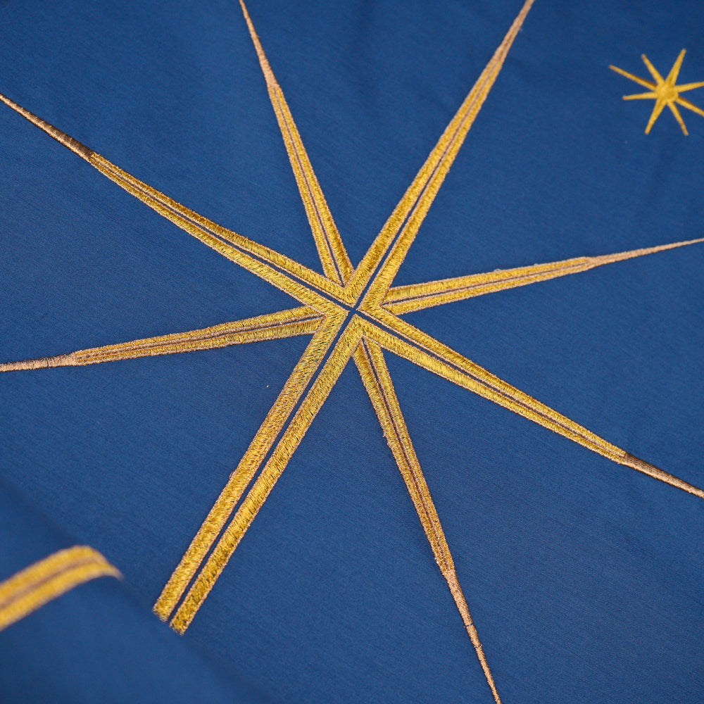 Ornate Advent Chasuble with Golden Star Embroidery