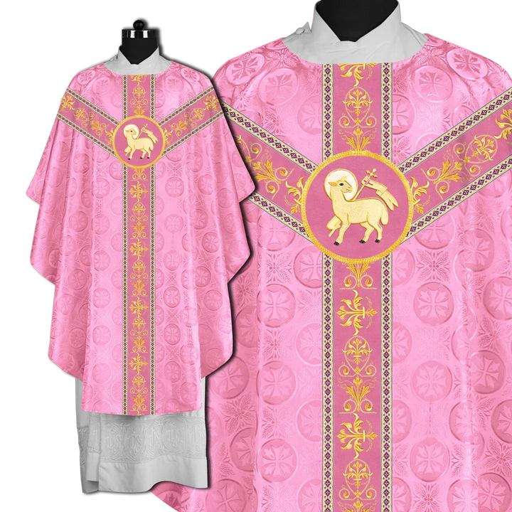 Elegant Gothic Chasuble with Embroidered Motif & Y-type Orphrey