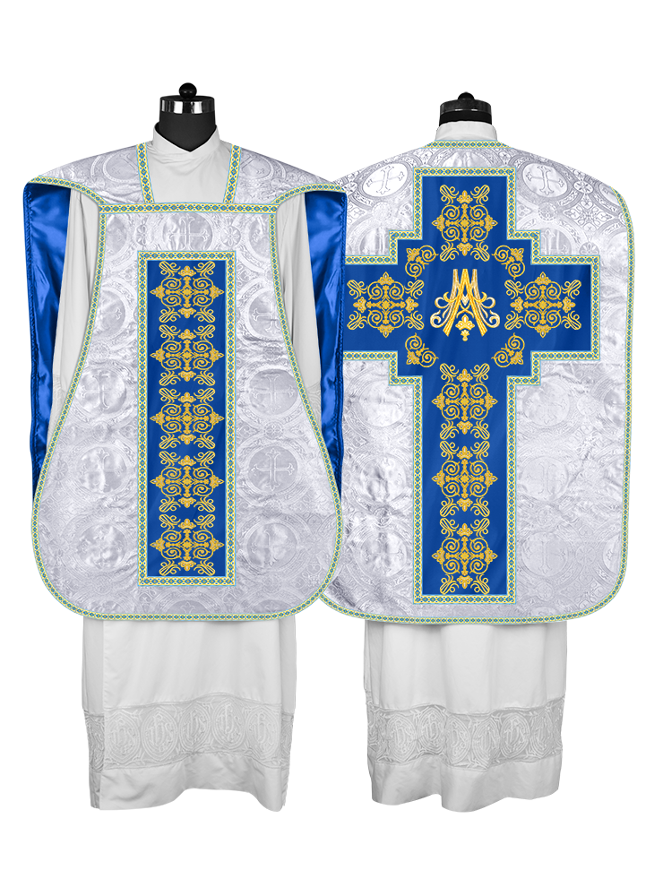 Marian Roman Chasuble Vestment with Trims