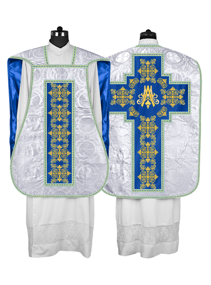 Marian Roman Chasuble Vestment with Trims