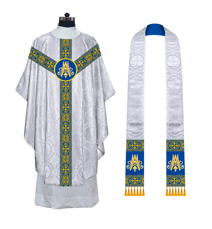 Marian Style Gothic Chasuble with Braided Lace