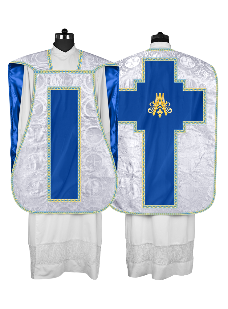 Marian Roman Chasuble Vestment with Trims