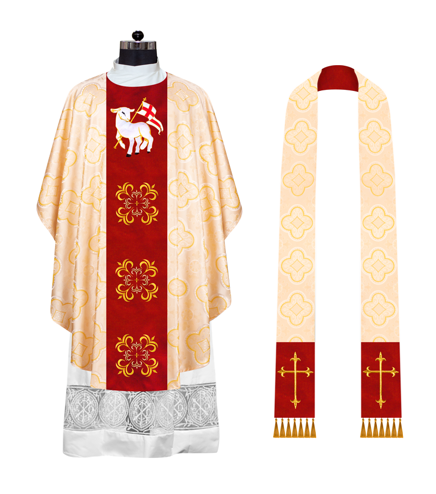 Gothic Chasuble vestment embellished with liturgical motifs