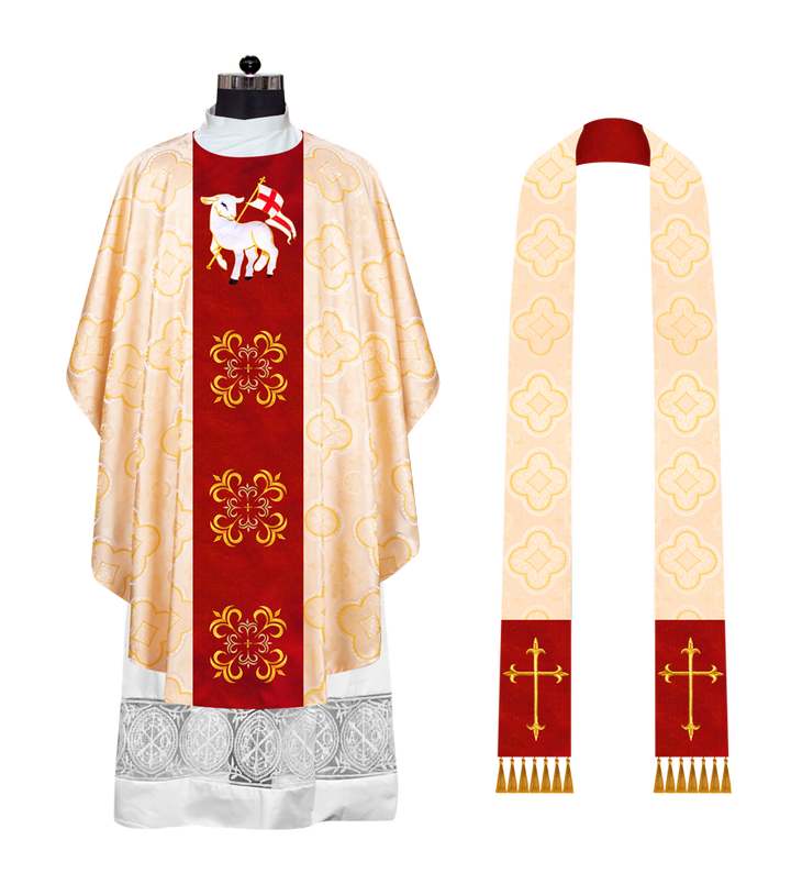 Gothic Chasuble vestment embellished with liturgical motifs