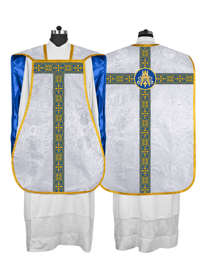 Marian Roman Chasuble with Woven Braided Trims