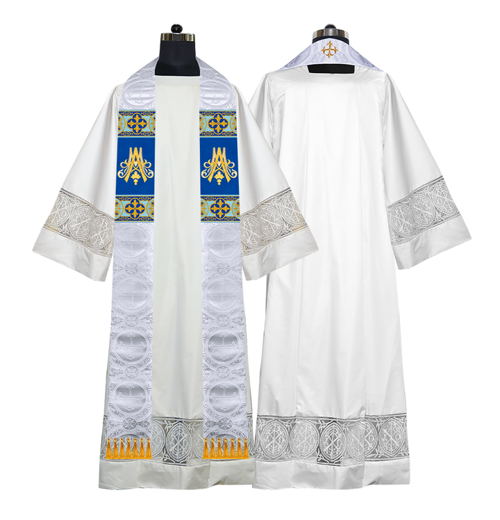 Marian Clergy Stole Vestment with Woven Braids