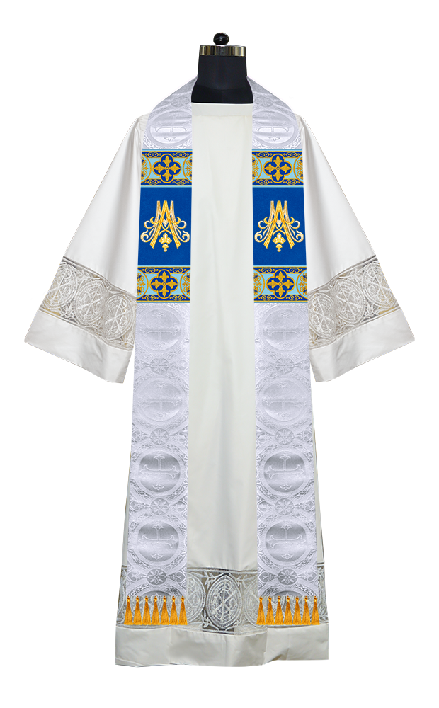 Marian Clergy Stole Vestment with Woven Braids