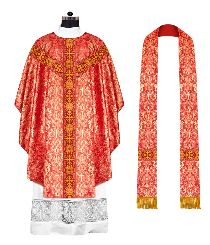 Gothic Chasuble Vestments with Intricate braided orphrey