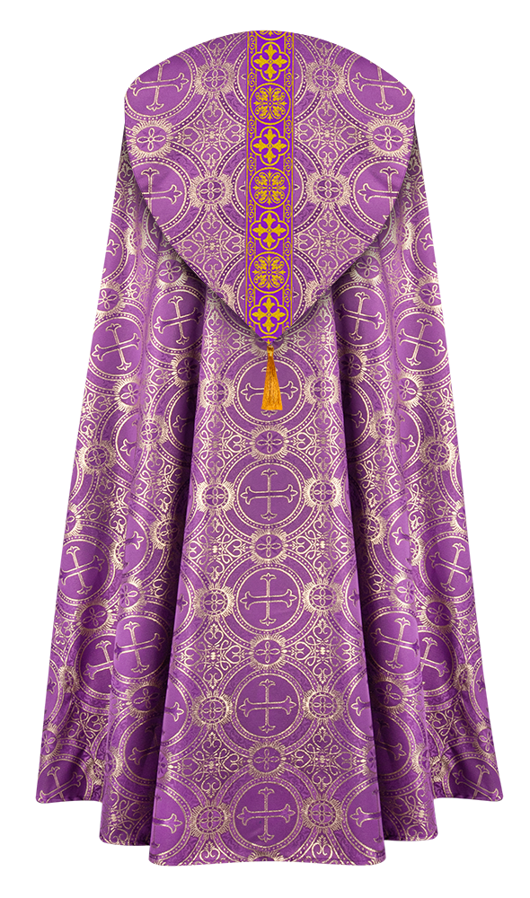 Gothic Cope Vestment with Cross type Braided Orphrey