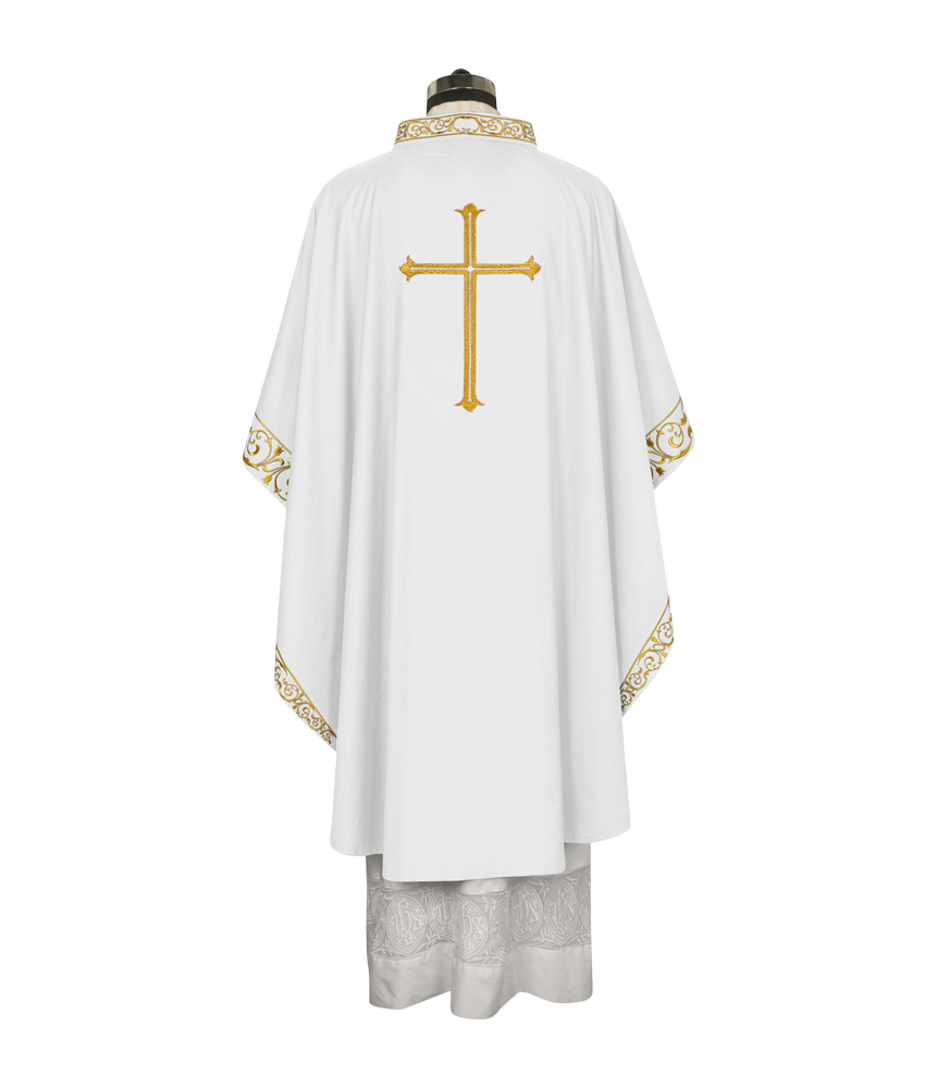 Advent chasuble adorned with cross embroidery