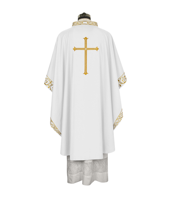Advent chasuble adorned with cross embroidery