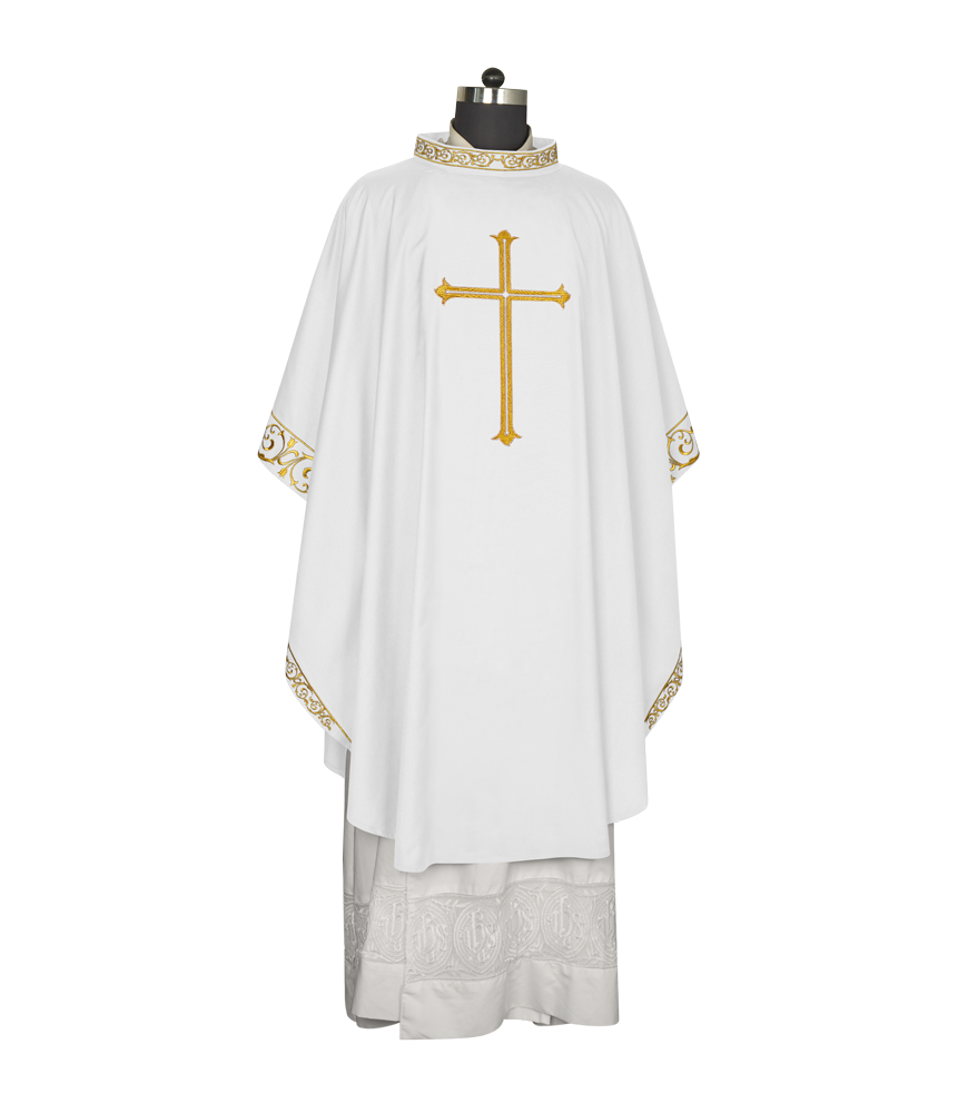 Advent chasuble adorned with cross embroidery