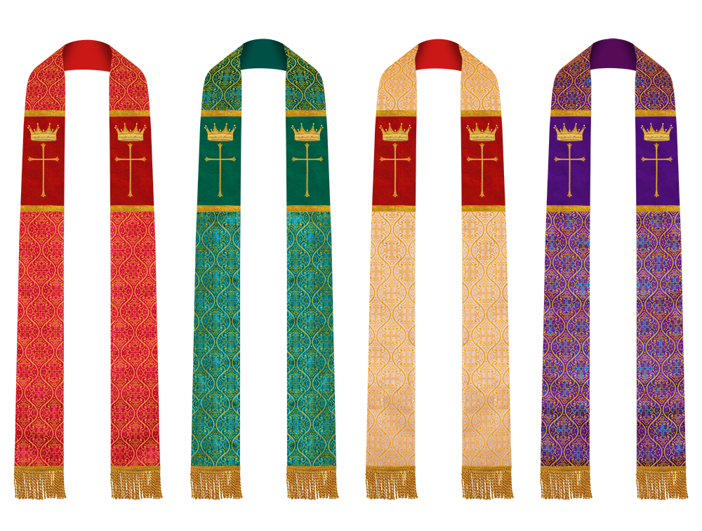 Set of Four Gothic Stole Embroidered Spiritual Motif