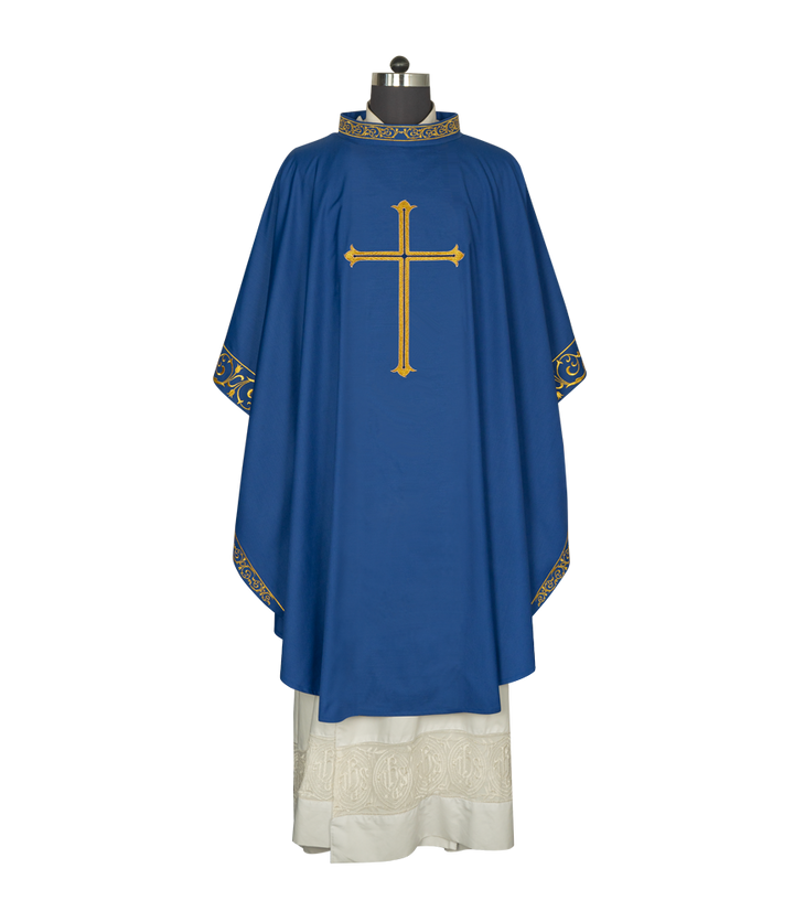 Advent chasuble adorned with cross embroidery