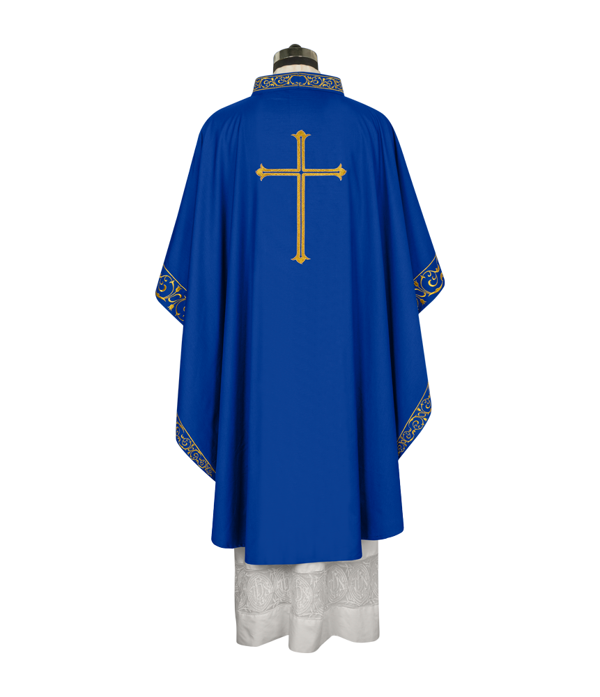 Advent chasuble adorned with cross embroidery