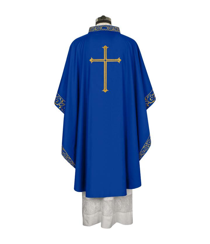 Advent chasuble adorned with cross embroidery