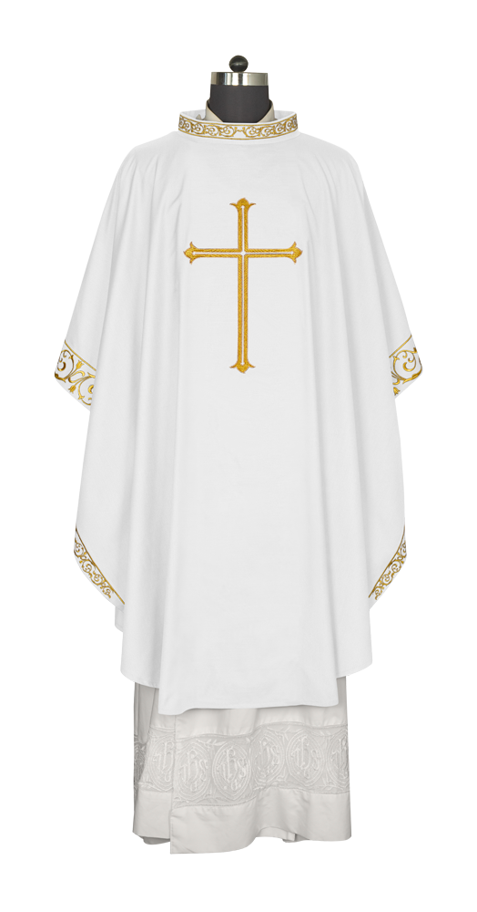 Advent chasuble adorned with cross embroidery