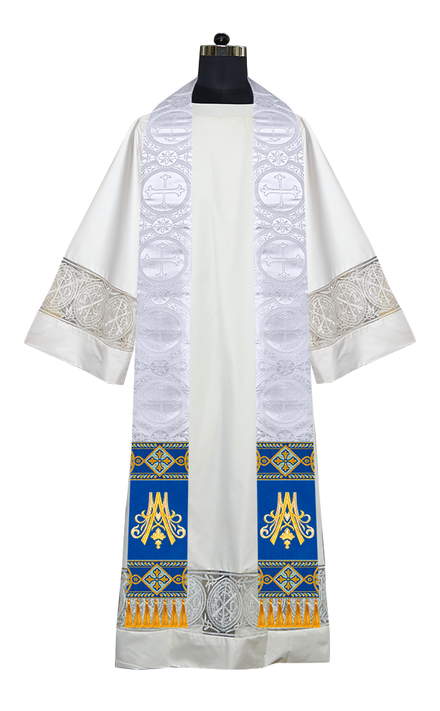 Marian Clergy Stole with Adorned Braids