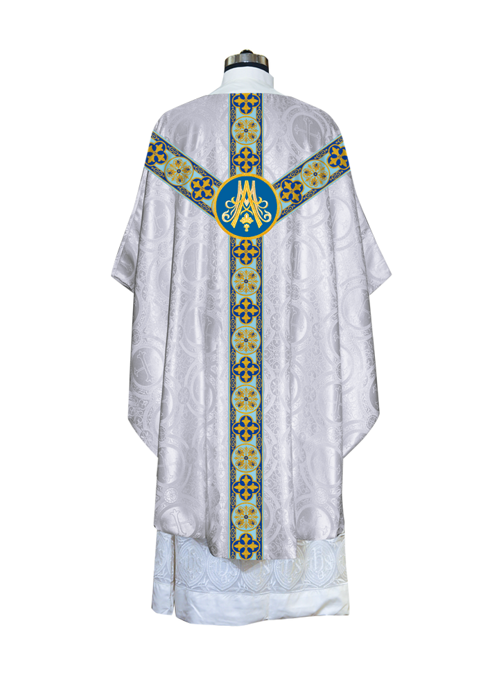 Marian Design Gothic Chasuble with woven Braided Trims