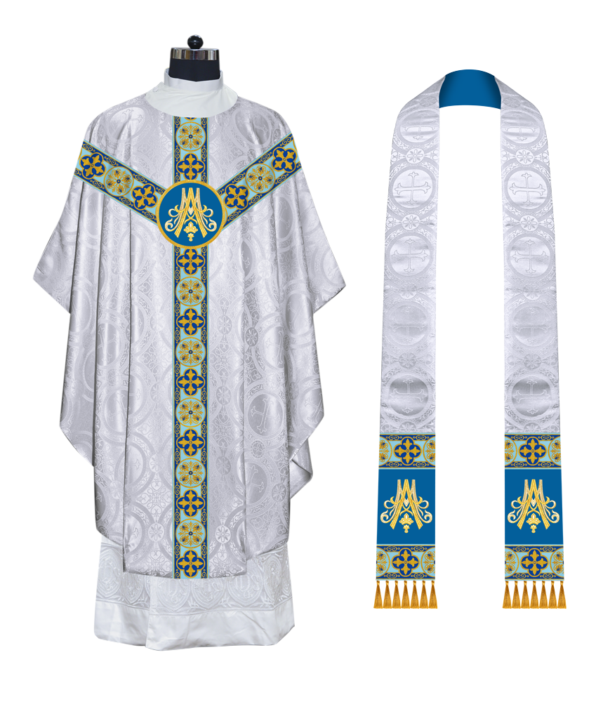Marian Design Gothic Chasuble with woven Braided Trims