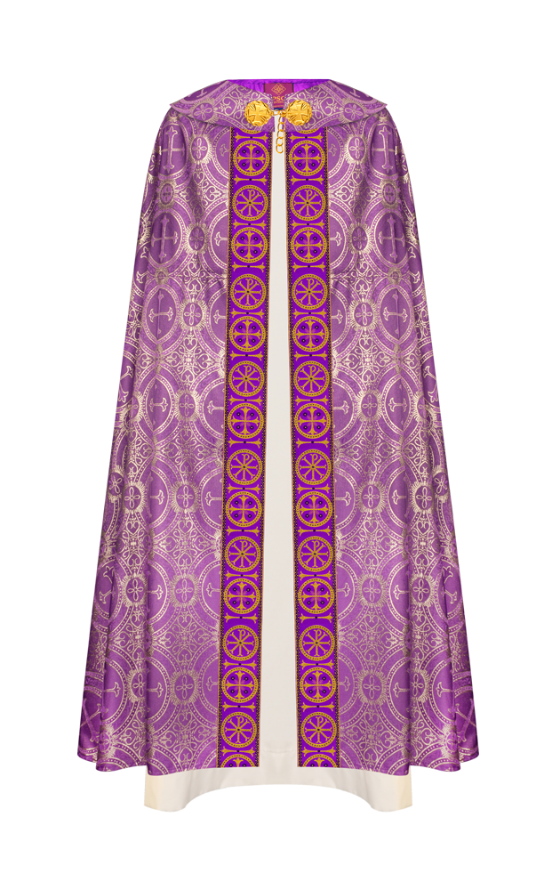 Gothic cope vestment with Y type braided lace