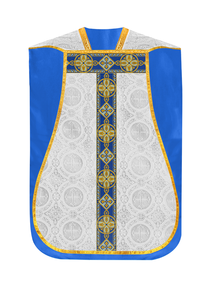 Marian Roman Chasuble with Detailed Braided Trims