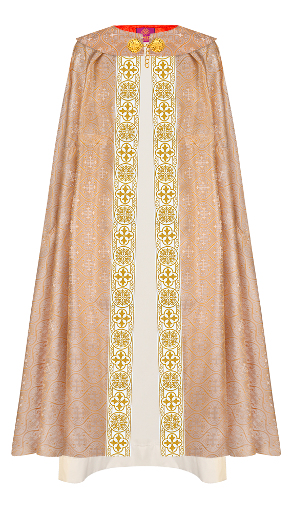 Gothic Cope Vestments with White Woven Braided Orphrey