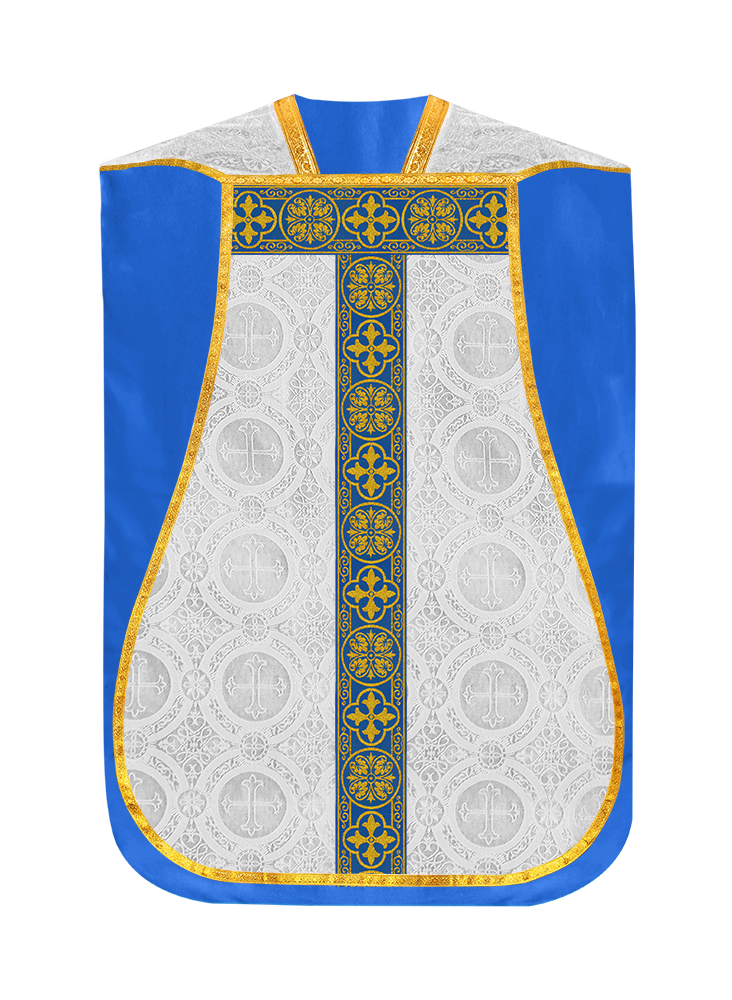 Marian Roman Chasuble with Woven Braided Trims