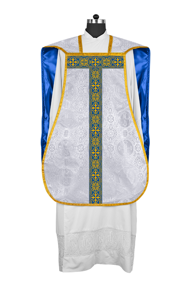 Marian Roman Chasuble with Woven Braided Trims
