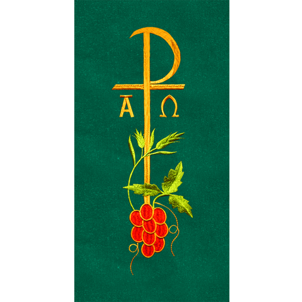 Chi Rho with Grapes Embroidered Deacon Stole