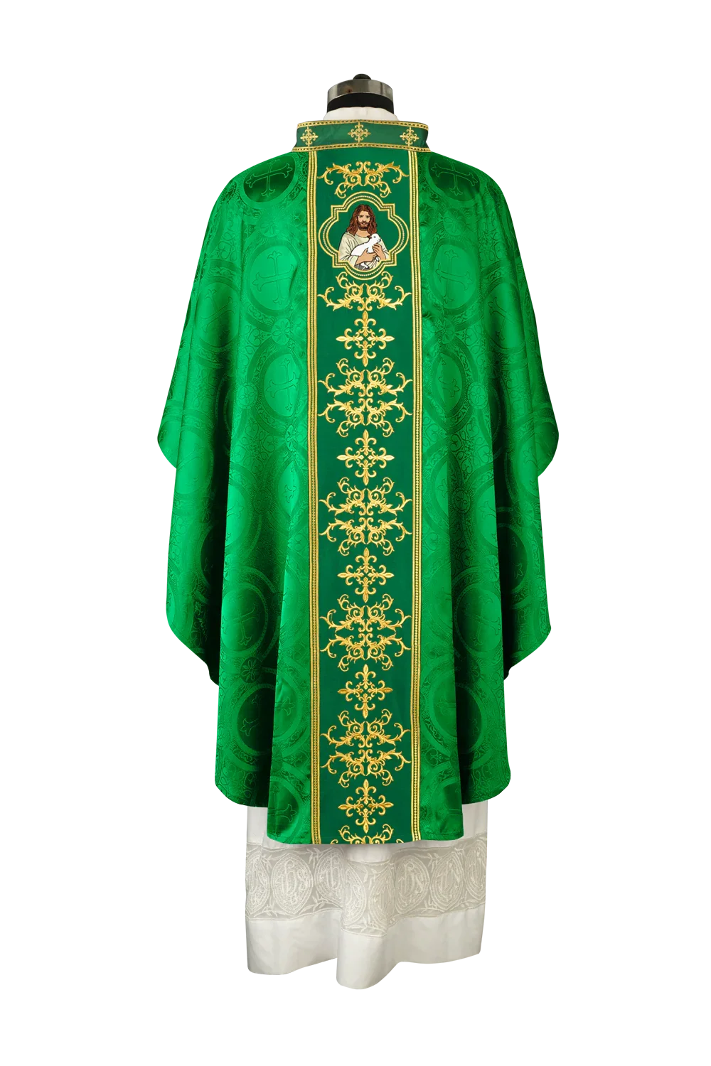 Liturgical Chasuble with Intricate Embroidery of Jesus and the Lamb