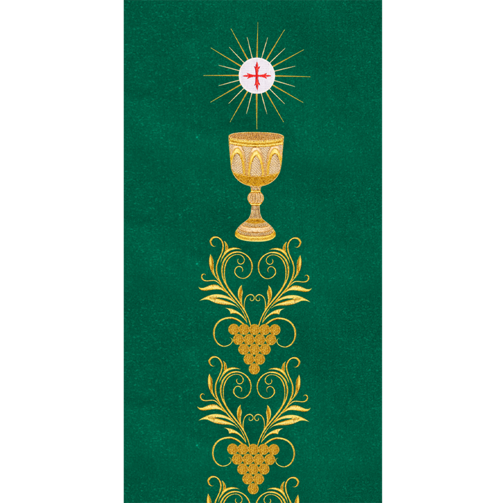 Embroidered Priest Stole with Ornate chalice and Grapes